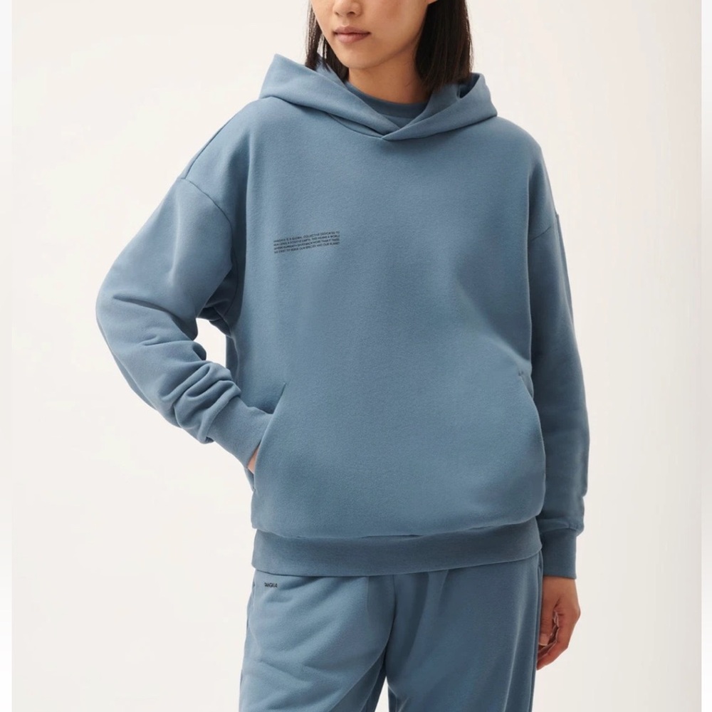 Pangaia Organic Cotton Hooded Long Sleeve Sweatshirt Blue Small - Picture 2 of 13